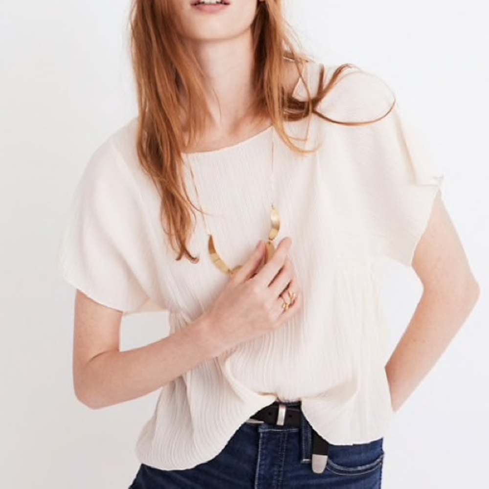 LAST CHANCE Madewell Texture Pleated Ivory Blouse